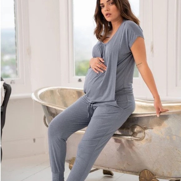 Ultra-Soft Blue Maternity & Nursing Loungewear Set - Picture 2 of 3
